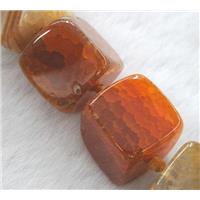 agate stone bead, cube, orange, approx 22x22x22mm [GAS789]