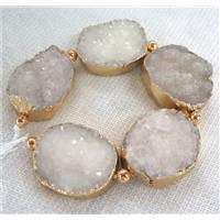 white druzy quartz beads, gold plated, approx 15-35mm [GAS962]