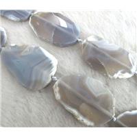 gray Agate Beads, faceted slice, freeform, approx 30-55mm, 6-8pcs per st [GASA1121-L]