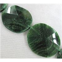 point agate slice beads, green, flat-round, approx 40-50mm, 15.5 inches [GASA1124]