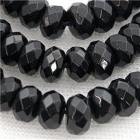 Natural Black Onyx Agate Beads, faceted rondelle, 4x6mm, 98pcs per st [GMBA15-4X6MM]