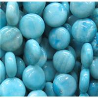 Larimar beads, flat round, stability, approx 10mm dia, 38pcs per st [GMLB1483-10MM]