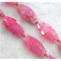 hotpink veins agate bead, faceted barrel, approx 15x30mm, 15.5 inches [GMLB794]