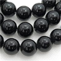 Natural Black Onyx Agate Beads Smooth Round, approx 10mm dia, 15.5 inches [GMRD06-10MM]