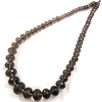 Smoky Quartz necklace, faceted, 5x8-13x18mm, 17.5 inch length, grade A [GMSCQ20]