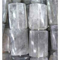 natural cloudy quartz beads, faceted flat-tube, approx 18x25mm [GMSCQ211-18X25MM]