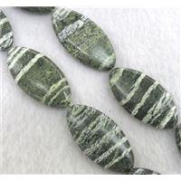 natural green Silver-line Jasper Beads, flat oval, approx 22x30mm, 15.5 inches [GMSGSS09-22X30MM]