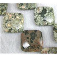 natural Rhyolite Jasper beads, corner-drilled, faceted square, approx 25x25mm [GMSRJ19-25MM]