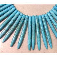Turquoise stick bead for necklace, stability,, approx 6mm dia, 18-55mm length [GMT73]