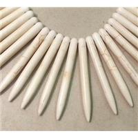 Turquoise stick bead for necklace, stability, white, approx 6mm dia, 18-55mm length [GMT74]