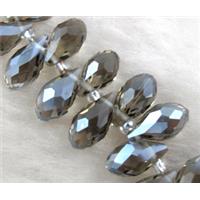 Chinese Crystal Beads, Faceted teardrop, grey, approx 6x12mm, 100pcs per st [GSICC15C16-6X12MM]