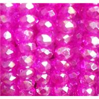 Chinese crystal glass bead, faceted rondelle, hotpink AB color, approx 2x3mm dia, 150pcs per st [GSICC183-3MM]