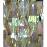 Chinese crystal glass bead, faceted rice, approx 13x32mm, 10pcs per st [GSICC267]