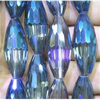 Chinese crystal glass bead, faceted rice, approx 13x32mm, 10pcs per st [GSICC272]