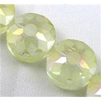 cut glass crystal bead, sun flower, yellow, 14mm dia [GSICC58-14MM]