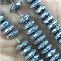 faceted Hematite disc heishi bead, silver electroplated, approx 3x12mm [HBOS144-12MM]