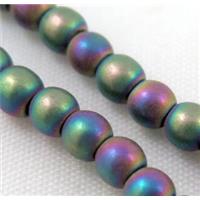round matte Hematite bead, rainbow electroplated, approx 8mm dia [HBOS156-8MM]