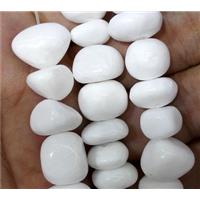 white jade beads, freeform chips, stabile, approx 6-10mm, 28 inches length [JDER57]