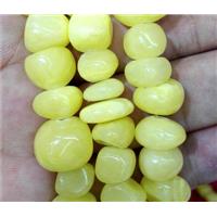 yellow jade beads, freeform chips, stabile, approx 6-10mm, 28 inches length [JDER64]