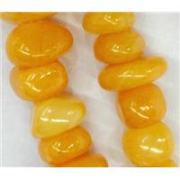 jade beads, freeform chips, stabile, gold, approx 6-10mm, 28 inches length [JDER86]