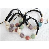 Handmade Lave Bracelet, mix, 12mm dia, 14mm dia, approx 8 inch length [LABT01]