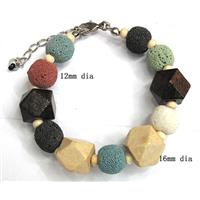 Handmade Lave Bracelet, 12mm dia, 16mm dia, approx 8 inch length [LABT04C03]