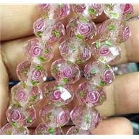 lampwork glass bead, within flower, faceted rondelle, 9x12mm [LWBCH39C14]