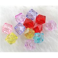 Faceted cube Acrylic Bead,Transparent, mixed, 8mm dia, approx 3700pcs [PSAC09]
