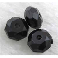 faceted rondelle Acrylic Bead, transparent, black, 8mm dia [PSAC17C12-8MM]