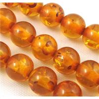 round synthetic Amber beads, golden, approx 8mm dia [PSAM01]