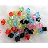 Acrylic beads, transparent, bicone, mixed color, 8mm dia [PSTR01MIX-8MM]