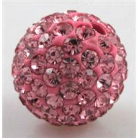 round Fimo Beads pave rhinestone, hotpink, 12mm dia [RBCH182-12MM]