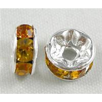 Gold Rondelles Middle East Rhinestone Beads with Silver Plated, 12mm dia [RSBARD07SP-12MM]