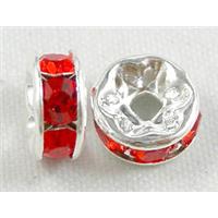 Red Rondelles  Middle East Rhinestone Beads with Silver Plated, 12mm dia [RSBARD12SP-12MM]