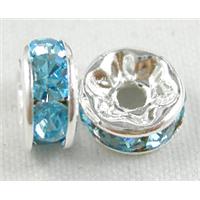 Blue Rondelles Middle East Rhinestone Beads with Silver Plated, 12mm dia [RSBARD14SP-12MM]
