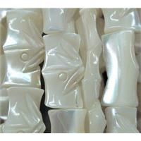 White MOP Shell Beads Bamboo Carved, approx 15x25mm [SHEMP54]