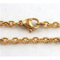 golden plated Stainless Steel Necklace Chain, approx 3mm wide, 45cm length [SSNK40]