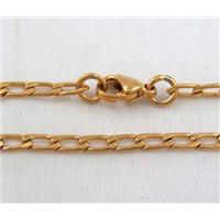 golden plated Stainless Steel Necklace Chain, approx 3mm wide, 45cm length [SSNK48]