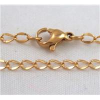 golden plated Stainless Steel Necklace Chain, spp 2.7mm wide, 45cm length [SSNK50]