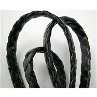 Black Braided Cord, Waxed, Flat, grade-A, 10mm wide [WIREWAX205C4]