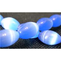 cats eye beads, rice, blue, 8x5mm, 50 beads per st. [CATE-RICE-5-8X5]