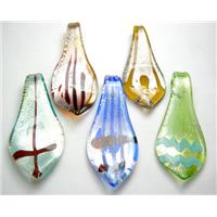 Mix Handmade Foil Glass leaf pendant, 20x60mm [FGS-PD-LEAF-26X60]