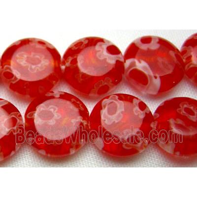 16" string flat round multi flower millefiori glass