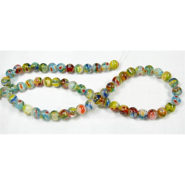 16" string round multi flower millefiori glass