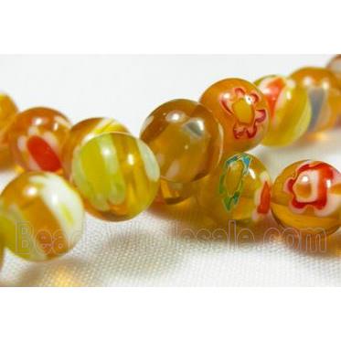 16" string round multi flower millefiori glass