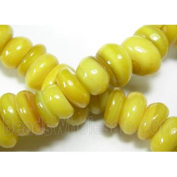 15.5 inches string of freshwater shell beads, freeform, yellow