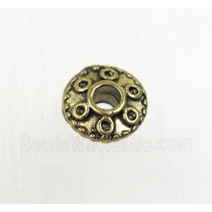 tibetan silver zinc rondelle beads, non-nickel, antique gold
