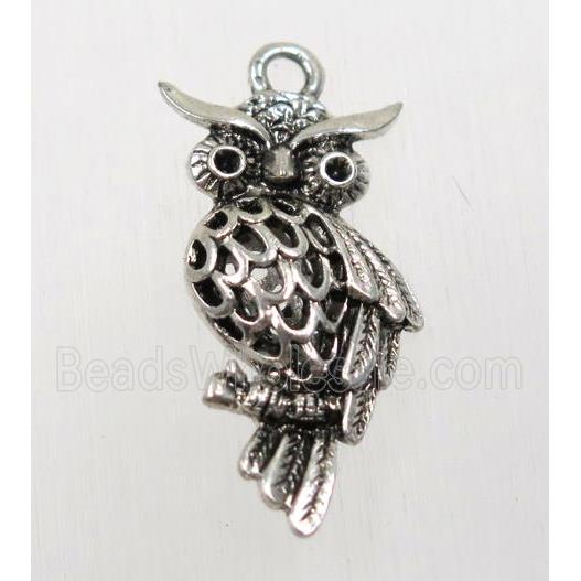 tibetan silver owl pendant, non-nickel