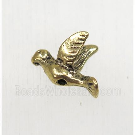 tibetan silver bird zinc beads, non-nickel, antique gold