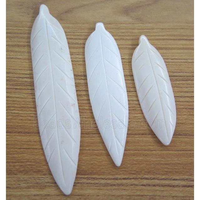 white cattle bone leaf pendant without hole